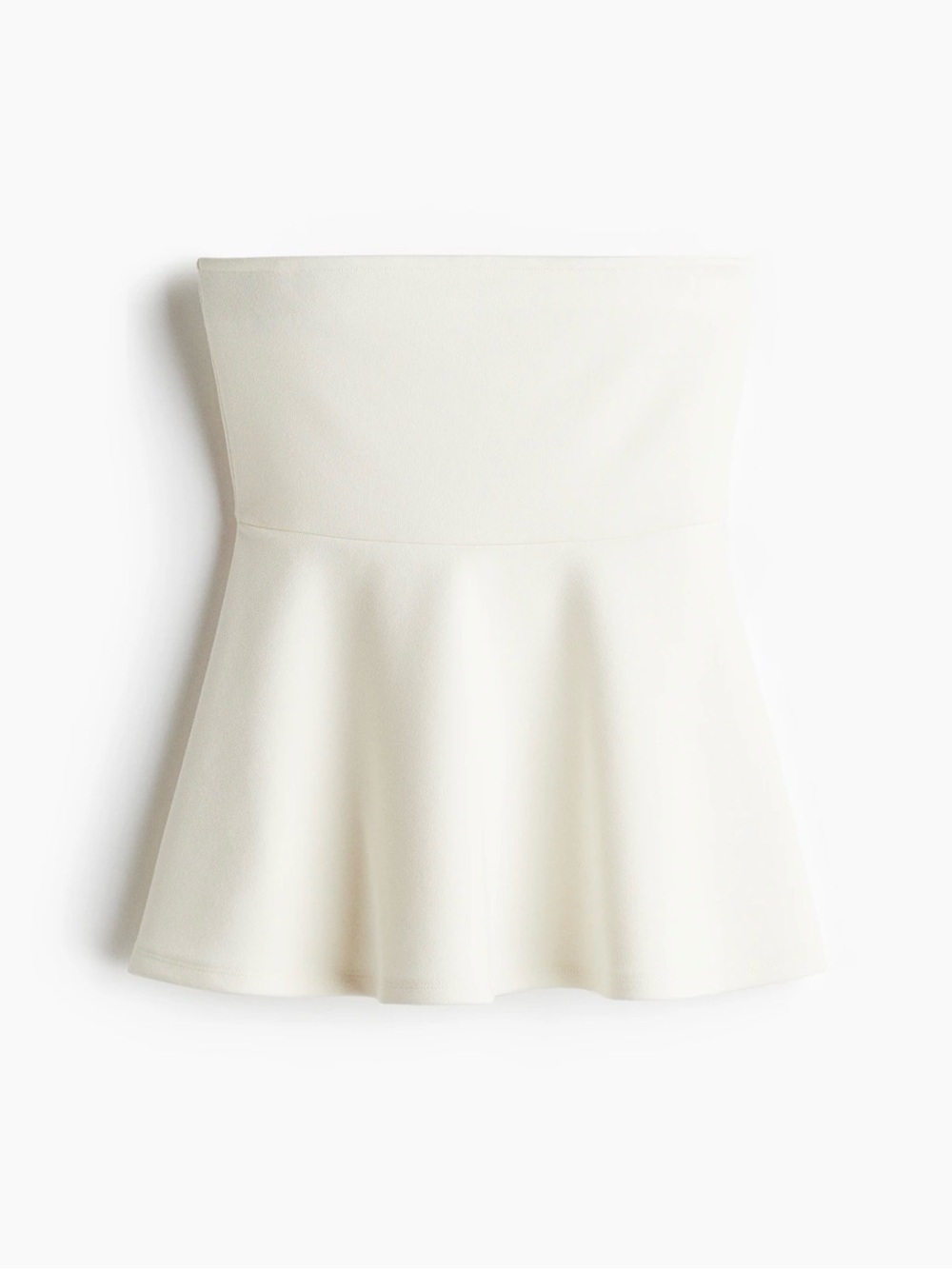 H&M White Strapless Peplum Top
